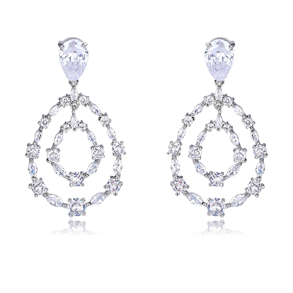 Picture of Unusual Big Cubic Zirconia Dangle Earrings