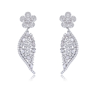 Picture of Low Cost Platinum Plated Cubic Zirconia Dangle Earrings with Low Cost