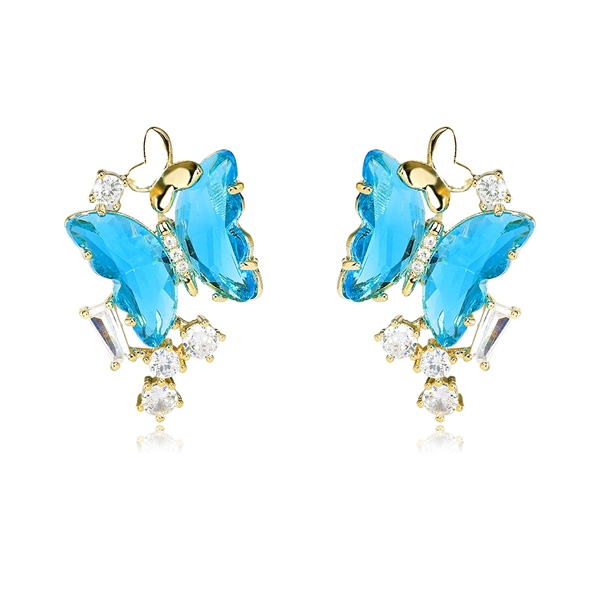 Picture of Fashion Cubic Zirconia Blue Dangle Earrings