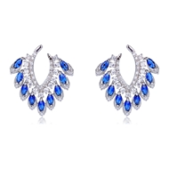 Picture of Eye-Catching Blue Platinum Plated Dangle Earrings with Member Discount