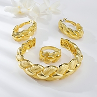 Show details for Brand New Gold Plated Big 3 Piece Jewelry Set with Full Guarantee
