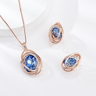 Picture of Best Crystal Dark Blue 2 Pieces Jewelry Sets