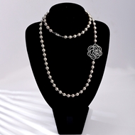 Picture of Popular Artificial Pearl Platinum Plated Long Chain Necklace