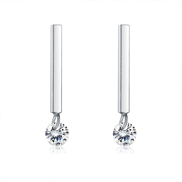 Picture of Platinum Plated Cubic Zirconia Dangle Earrings From Reliable Factory