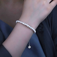 Picture of Popular Artificial Pearl 925 Sterling Silver Fashion Bracelet