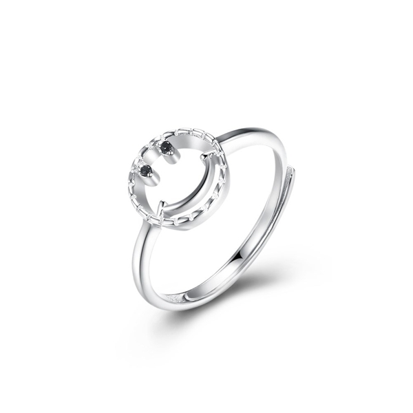 Picture of 925 Sterling Silver Platinum Plated Adjustable Ring in Exclusive Design