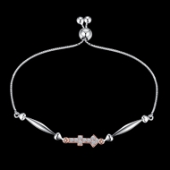 Picture of High End Cubic Zirconia Platinum Plated Adjustable Bracelet