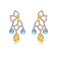 Picture of Sparkling Big Gold Plated Dangle Earrings