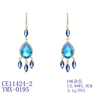 Picture of Distinctive Blue Cubic Zirconia Dangle Earrings with Low MOQ