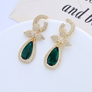 Picture of Nickel Free Gold Plated Green Dangle Earrings with Easy Return