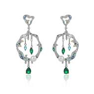 Picture of Low Cost Platinum Plated Cubic Zirconia Dangle Earrings with Low Cost