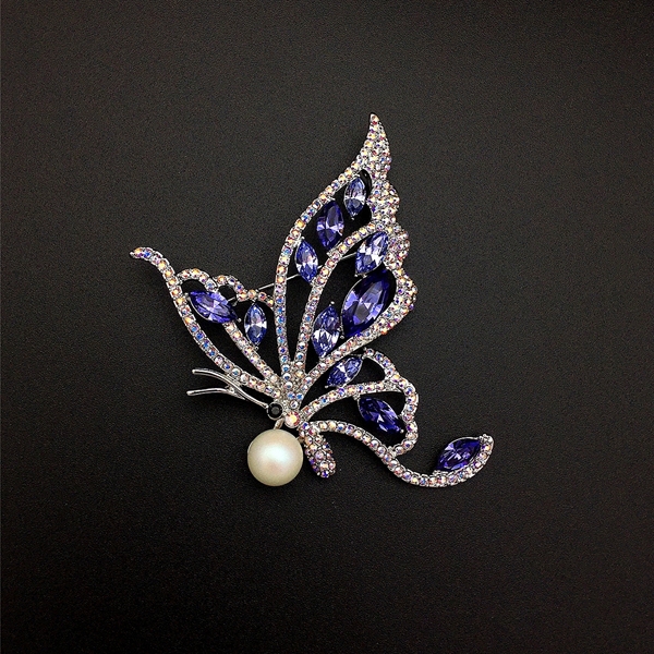 Picture of Bulk Platinum Plated Purple Brooche in Bulk