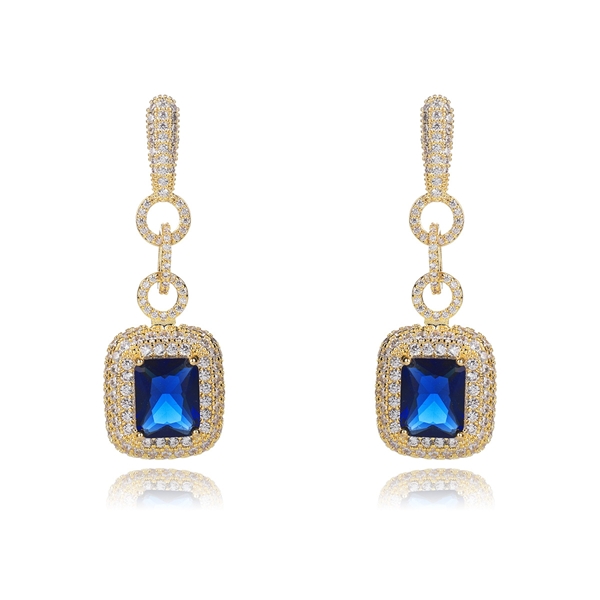 Picture of Good Quality Cubic Zirconia Gold Plated Dangle Earrings