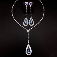 Show details for Hot Selling Blue Platinum Plated 2 Piece Jewelry Set from Top Designer Show details for Hot Selling Blue Platinum Plated 2 Piece Jewelry Set from Top Designer