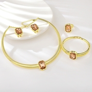 Picture of Beautiful Artificial Crystal Gold Plated 4 Piece Jewelry Set