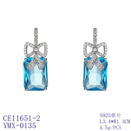 Picture of Good Quality Cubic Zirconia Platinum Plated Dangle Earrings