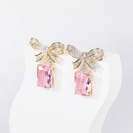 Picture of Fashion Cubic Zirconia Pink Dangle Earrings