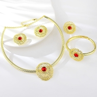 Picture of Beautiful Artificial Crystal Gold Plated 4 Piece Jewelry Set