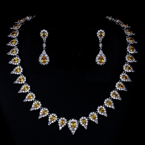 Picture of Purchase Platinum Plated Cubic Zirconia 2 Piece Jewelry Set with Fast Delivery