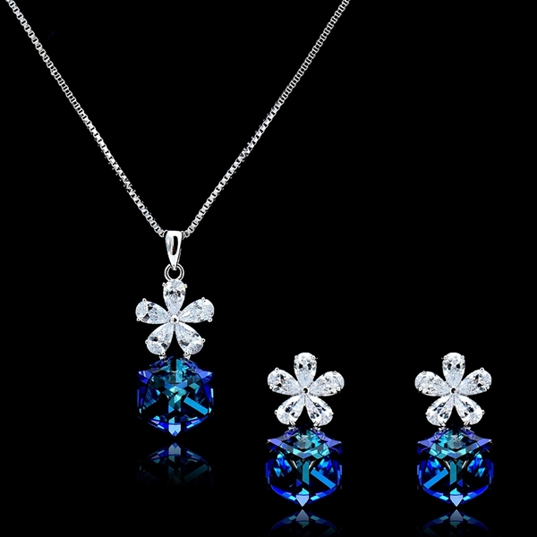 Picture of Individual Design On  Swarovski Element Platinum Plated 2 Pieces Jewelry Sets