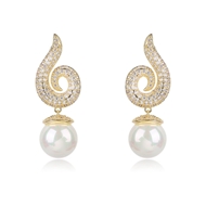 Picture of Nickel Free Gold Plated Cubic Zirconia Dangle Earrings with Easy Return