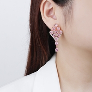 Picture of Impressive Pink Gold Plated Dangle Earrings with Low MOQ