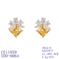 Picture of Wholesale Gold Plated Cubic Zirconia Big Stud Earrings with No-Risk Return