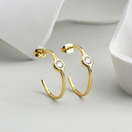 Picture of Good Quality Cubic Zirconia Gold Plated Earrings