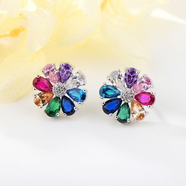 Picture of Great Value Colorful 925 Sterling Silver Stud Earrings with Full Guarantee