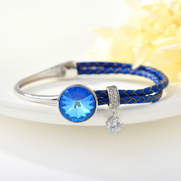 Picture of Buy Gold Plated Blue Fashion Bangle with Wow Elements