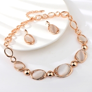 Show details for Distinctive White Rose Gold Plated Necklace and Earring Set with Low MOQ