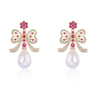 Picture of Bow Pink Dangle Earrings with Beautiful Craftmanship