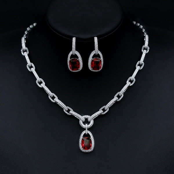 Picture of Fashionable Big Platinum Plated 2 Piece Jewelry Set