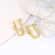 Picture of Designer Gold Plated White Huggie Earrings with Easy Return