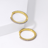 Picture of Designer Gold Plated White Huggie Earrings with No-Risk Return