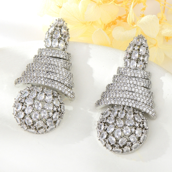 Picture of Unusual Big Cubic Zirconia Dangle Earrings