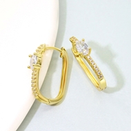 Picture of Hypoallergenic Gold Plated Cubic Zirconia Huggie Earrings with Easy Return