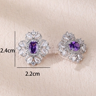 Picture of Pretty Cubic Zirconia Platinum Plated Big Stud Earrings