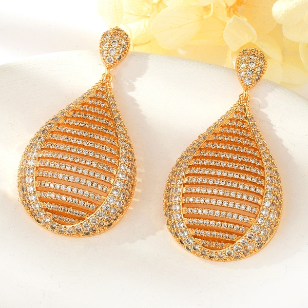 Picture of Amazing Big Gold Plated Dangle Earrings