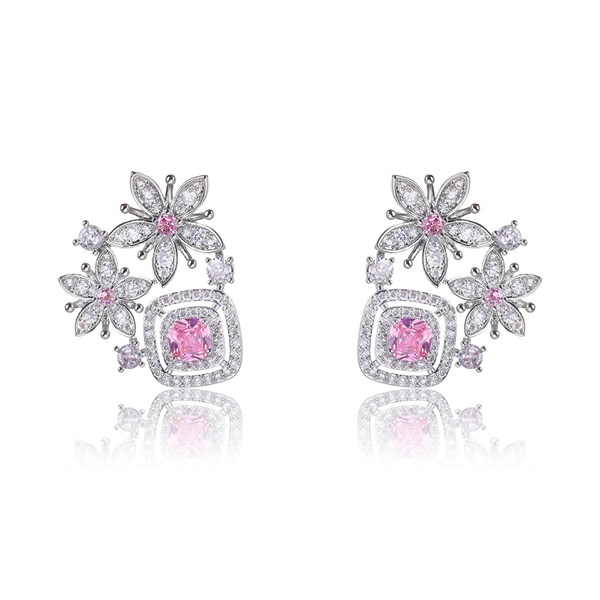 Picture of Stylish Big Platinum Plated Big Stud Earrings