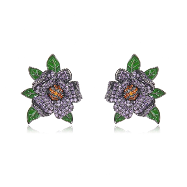 Picture of Luxury Purple Big Stud Earrings Online Only