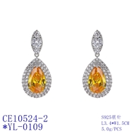 Picture of Fashion Cubic Zirconia Platinum Plated Dangle Earrings