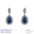 Picture of Nickel Free Platinum Plated Blue Dangle Earrings with Easy Return