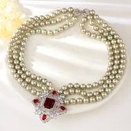 Show details for Charming Red Platinum Plated Layered Necklace As a Gift Show details for Charming Red Platinum Plated Layered Necklace As a Gift