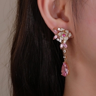 Picture of Low Cost Gold Plated Pink Dangle Earrings with Low Cost