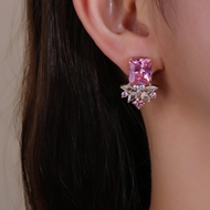 Picture of Luxury Pink Huggie Earrings Online Only