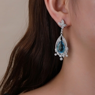 Picture of Party Platinum Plated Dangle Earrings with No-Risk Return