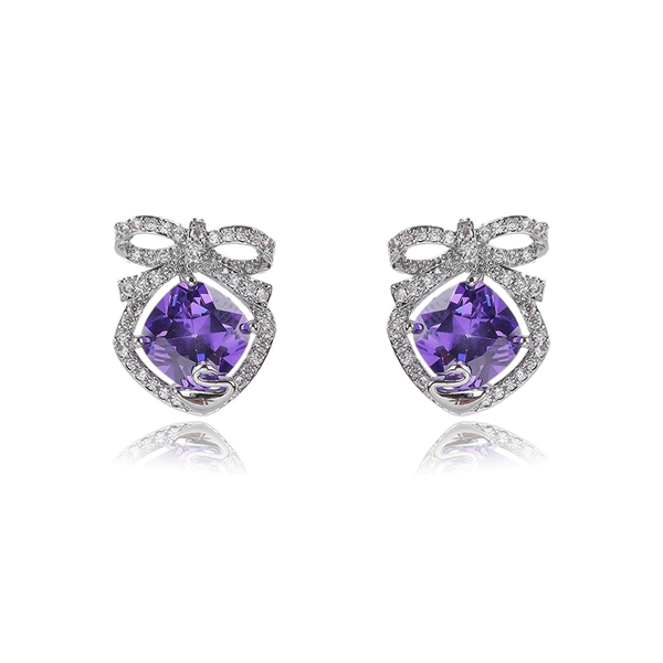 Picture of Great Cubic Zirconia Platinum Plated Dangle Earrings