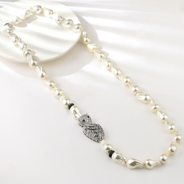 Picture of Classic Platinum Plated Long Chain Necklace Online Only