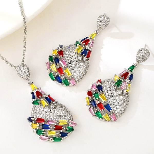 Picture of Unique Cubic Zirconia Irregular 2 Piece Jewelry Set